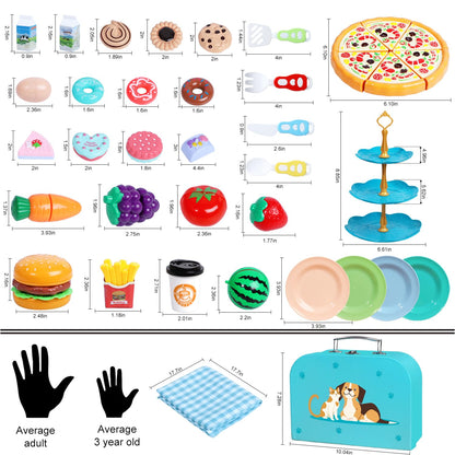 Tea Party Set for Little Girls, 49PCS Princess Tea Time Toys Including Tea Set Dessert Carrying Case, Kids Kitchen Pretend Playset, Tea Set for Girls Birthday Toddler Age 3-8, Pink