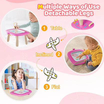 Kikidex Magnetic Drawing Board, Toddler Girl Toys for 1-2 Year Old, Doodle Board Pad Learning and Educational Toys for 1 2 3 Year Old Baby Kids Birthday Gift(Soft Pink)