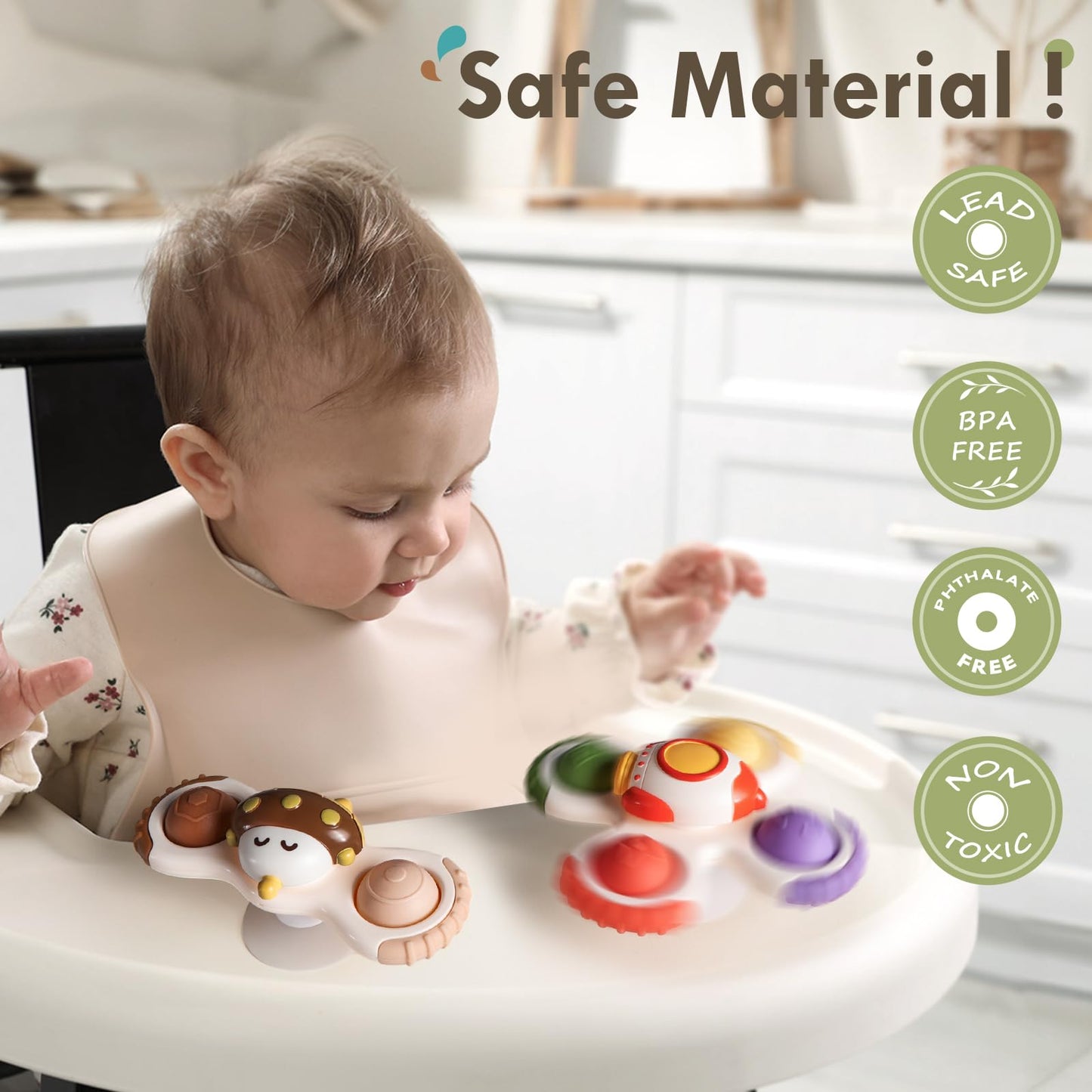 3PCS Pop Suction Cup Spinner Rotatory Toys