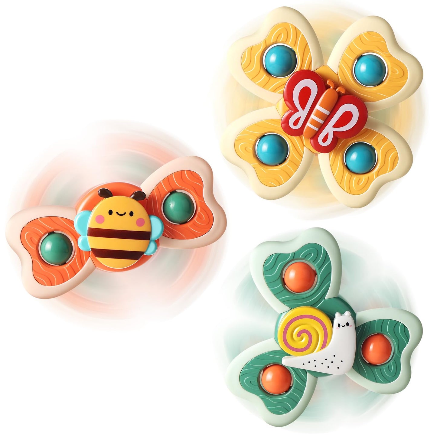 ALASOU 3PCS Suction Cup Spinner Toys for 1 Year Old Boy Girl|Spinning Top Baby Toys 12 18 Months|1 2 Year Old Boy Birthday Gift|Baby Bath Toy for Kids Ages 1-3|Sensory Toy for Toddlers 1-3