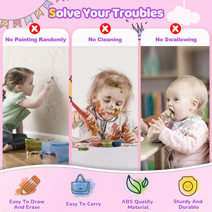 Kikidex Magnetic Drawing Board, Toddler Girl Toys for 1-2 Year Old, Doodle Board Pad Learning and Educational Toys for 1 2 3 Year Old Baby Kids Birthday Gift(Soft Pink)