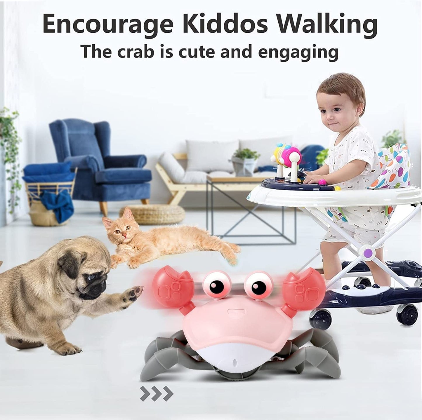 control future Crawling Crab Baby Toy - Infant Tummy Time Toys 3 4 5 6 7 8 9 10 11 12 Babies Boy 3-6 6-12 Learning Crawl 9-12 12-18 Walking Toddler 36 Months Old Music Development 1st Birthday Gifts