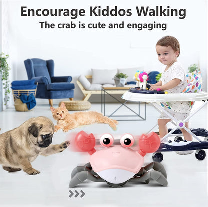 control future Crawling Crab Baby Toy - Infant Tummy Time Toys 3 4 5 6 7 8 9 10 11 12 Babies Boy 3-6 6-12 Learning Crawl 9-12 12-18 Walking Toddler 36 Months Old Music Development 1st Birthday Gifts