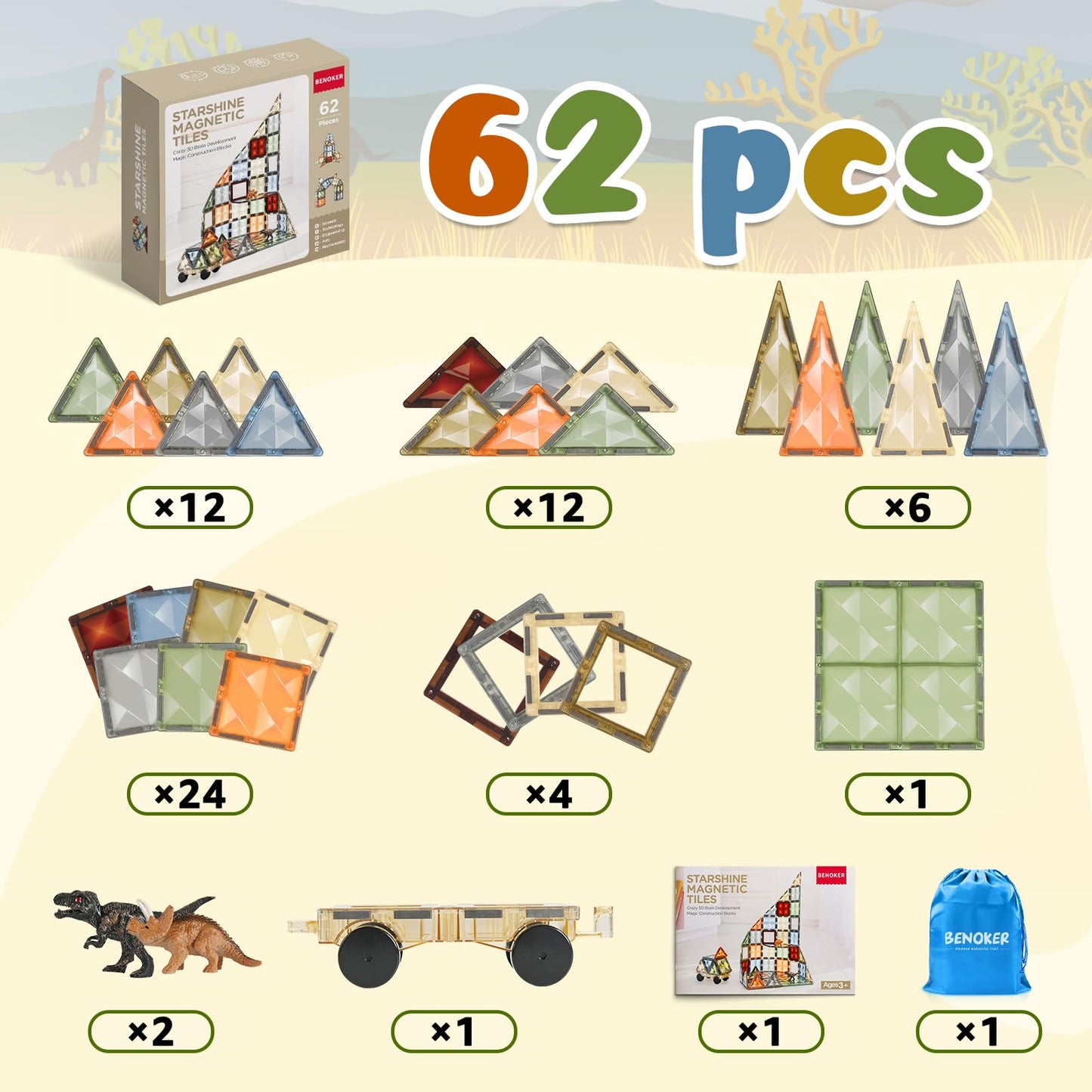 102PCS Ice Castle Magnetic Tiles, 3D Building Blocks STEM Educational Kids Toys for Pretend Play, 3 4 5 6 7 8 Year Old Birthday Gifts for Boys and Girls, Preschool Learning Toys for Birthday