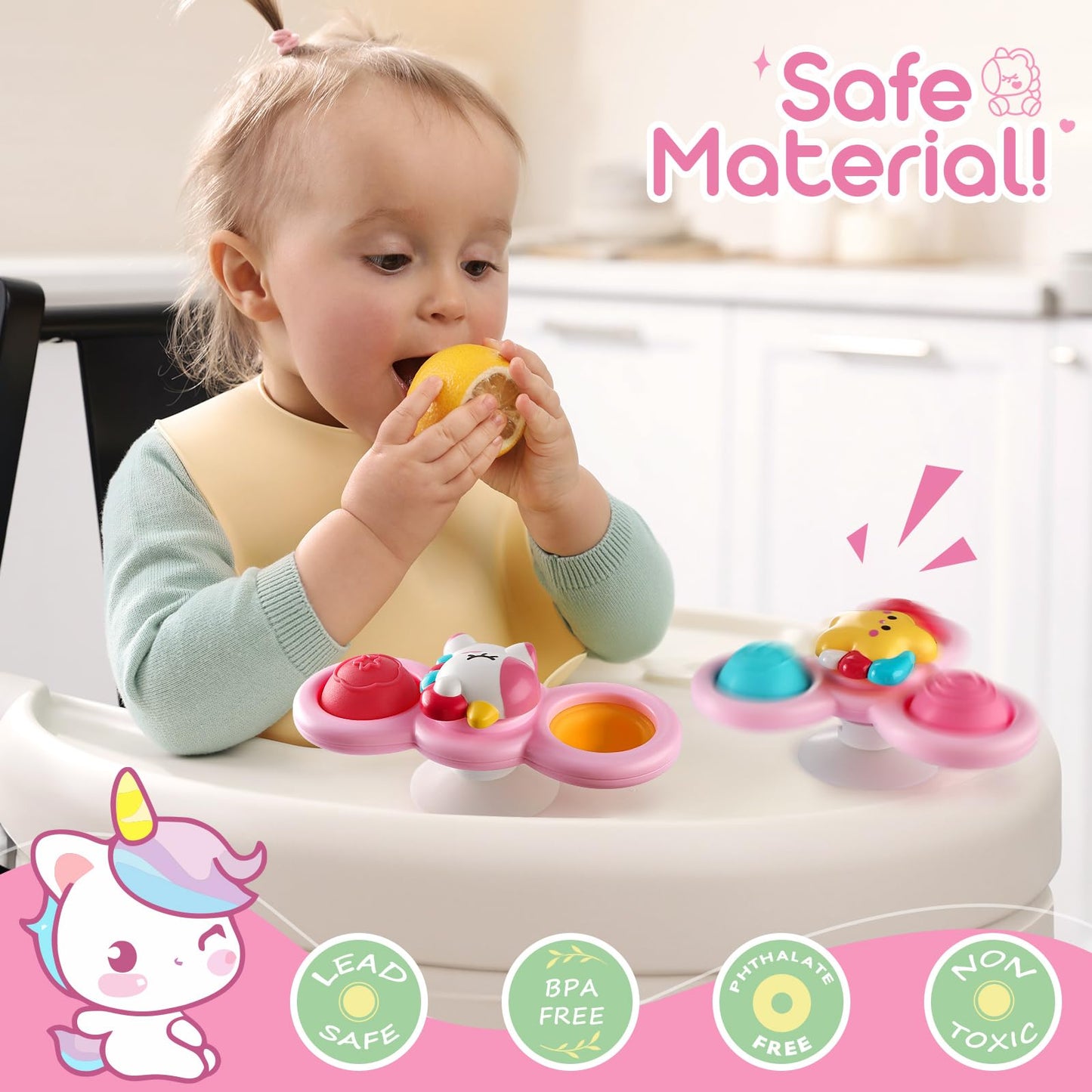 3PCS Pop Suction Cup Spinner Rotatory Toys