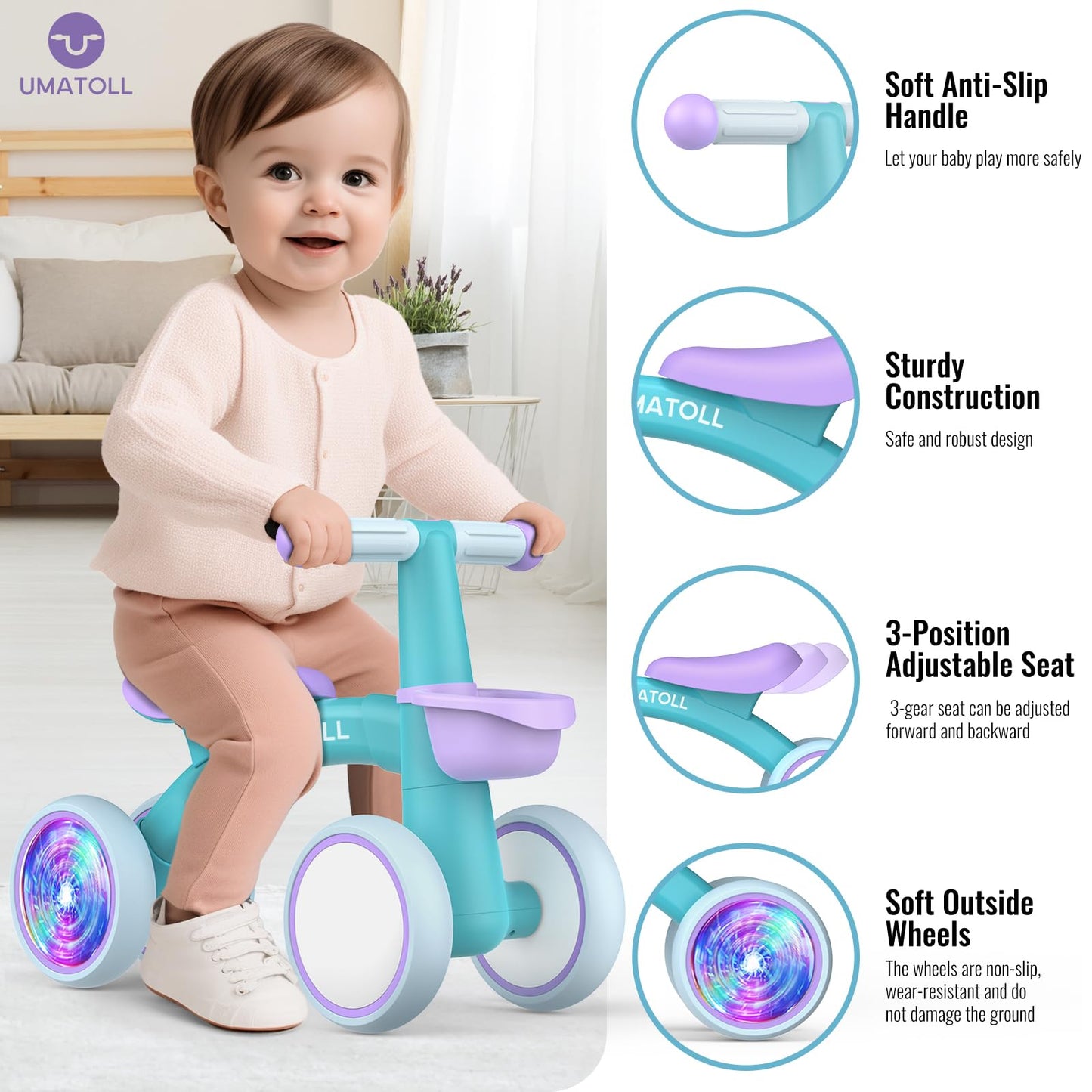 Colorful Lighting Baby Balance Bike Toys