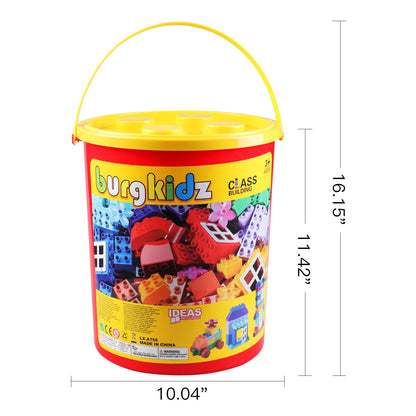 burgkidz Educational Toy Classic Big Size Bricks Building Blocks, Large Compatible Animal Building Bricks with Reusable Storage Bucket Gift for Boy Girl Ages 3+