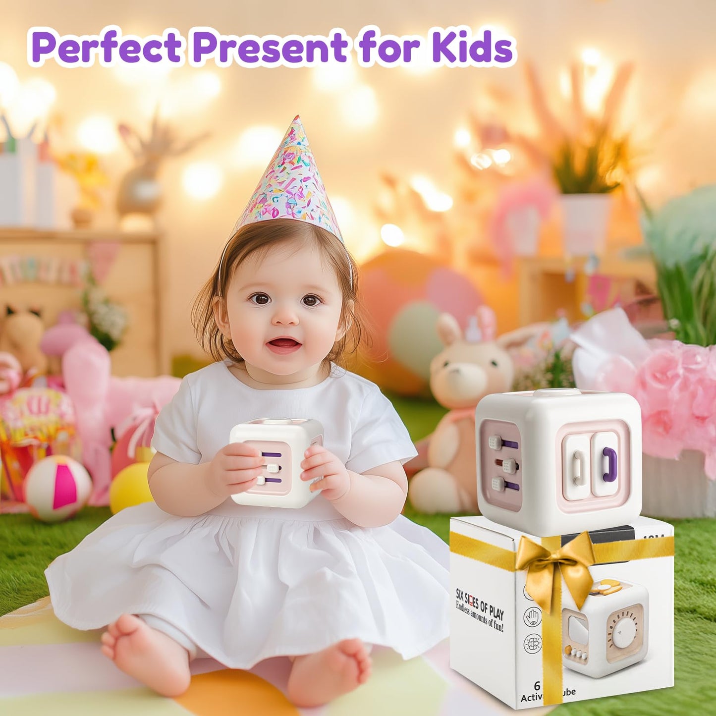 Busy Cube Toys for 1 Year Old Girl Gifts, Montessori for Baby Girl, Travel Sensory Toys for Toddlers 1-3, Learning Fine Motor Skills| 1st Birthday Girl Gifts 12 Months +