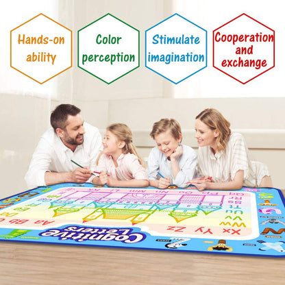 Jasonwell Aqua Water Doodle Mat 31x31 Inches Large Magic Drawing Doodling Mat Coloring Mat Educational Toys Christmas Birthday Gifts for Kids Toddler Boys Girls Age 2 3 4 5 6 7 8 Year Old (Alphabet)