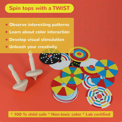 Shumee Spinning Tops for Kids 2 3 4 5+ Year Old, Set of 3 Wooden Montessori Toys, Improves Hand Eye Coordination, Great for Sensory Play, Eco-Friendly 100% Child Safe (Red/Blue/Yellow)