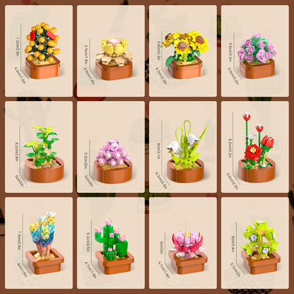 12 Pack Flowers Succulents 3.6MM Mini Building Set