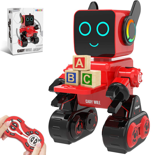 Rechargeable RC Robot Toy for Kids - Interactive Intelligent LED Light, Speaks, Dances, Built-in Coin Bank (White)