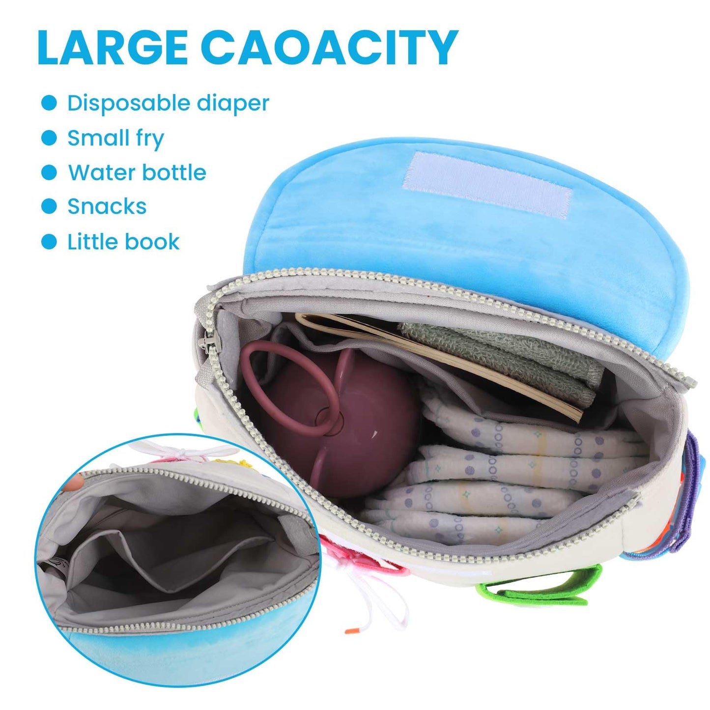 Busy Board - Toddler Backpack with Buckles and Learning Activity Toys - Develop Fine Motor Skills and Basic Life Skills - Learn to Tie Shoes - Children's Travel Toy