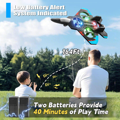4DRC V32 Foam Remote Control Airplanes RC Planes for Kids Adults 8-16, RC Airplane Fighter Jet with Light, 360° Flip Fighter Jet Toys, Stunt Roll, Airplane Toy Gifts for Kids Boys