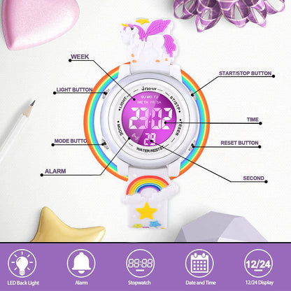 3D Cartoon Waterproof Watches for Girls