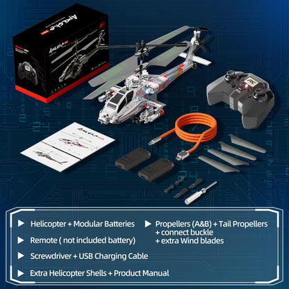 Remote Control Military Flying Helicopter Toy 2.4GHz, 3.5 Channels, Gyro & LED Light, Altitude Hold, RC Helicopters for Kids Adults Beginner (Silvery)