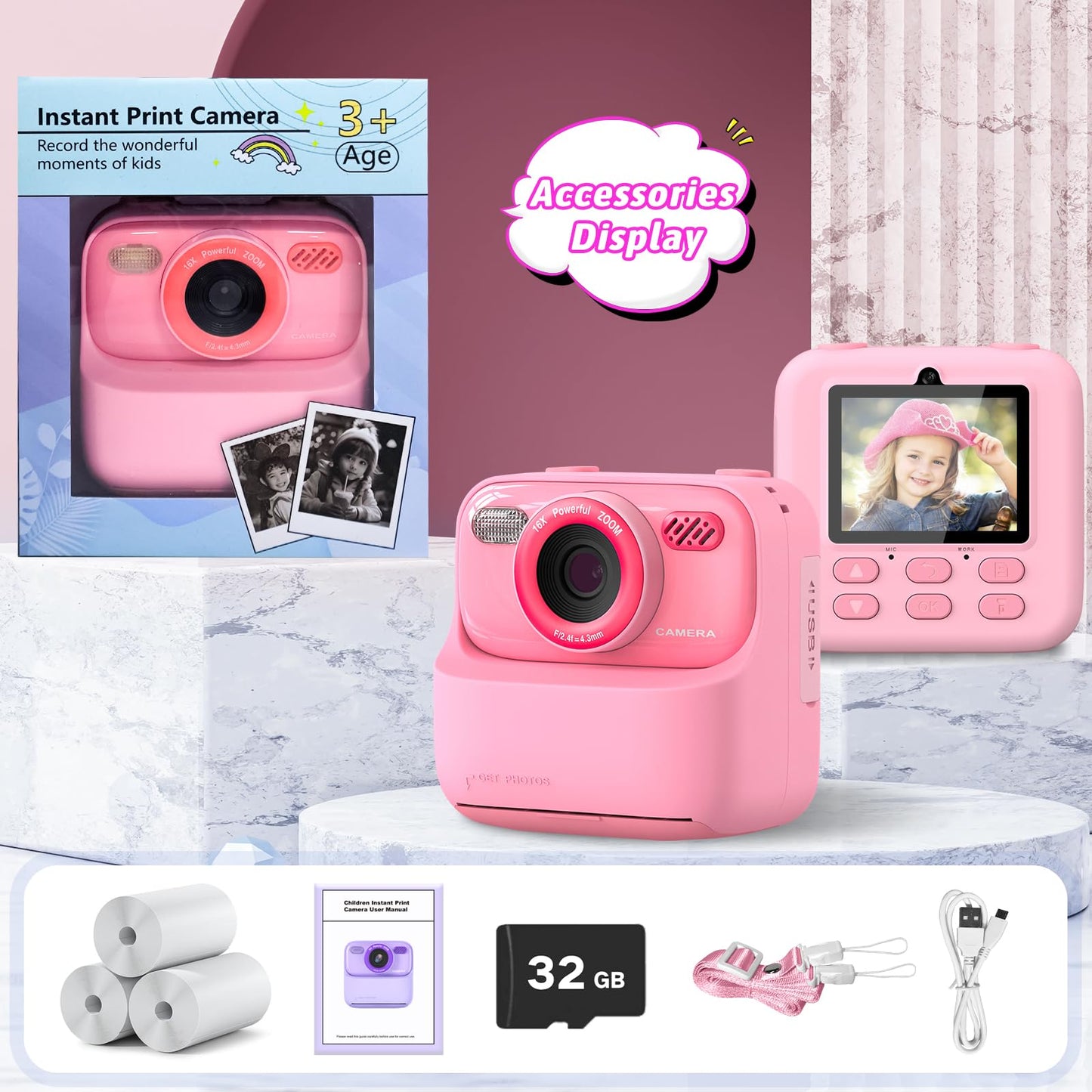 Upgrade Kids Camera Instant Print for Boys and Girls