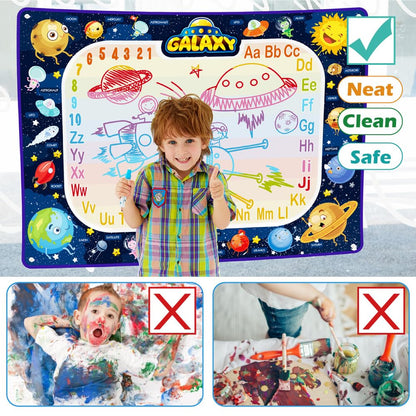 Jasonwell Aqua Water Doodle Mat 31x31 Inches Large Magic Drawing Doodling Mat Coloring Mat Educational Toys Christmas Birthday Gifts for Kids Toddler Boys Girls Age 2 3 4 5 6 7 8 Year Old (Alphabet)