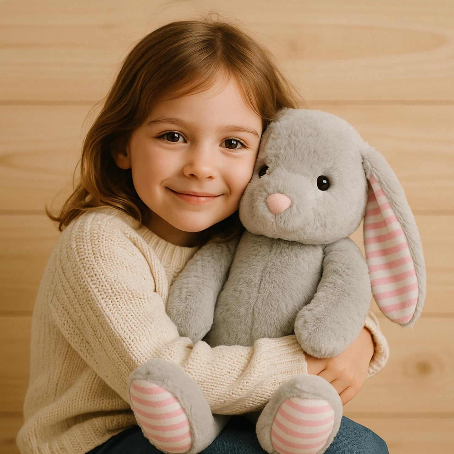 Beige Cream Bunny Rabbit Stuffed Animals Plush Toys for Kids Girls Boys Baby Birthday Bedtime Gift,17.7 inches
