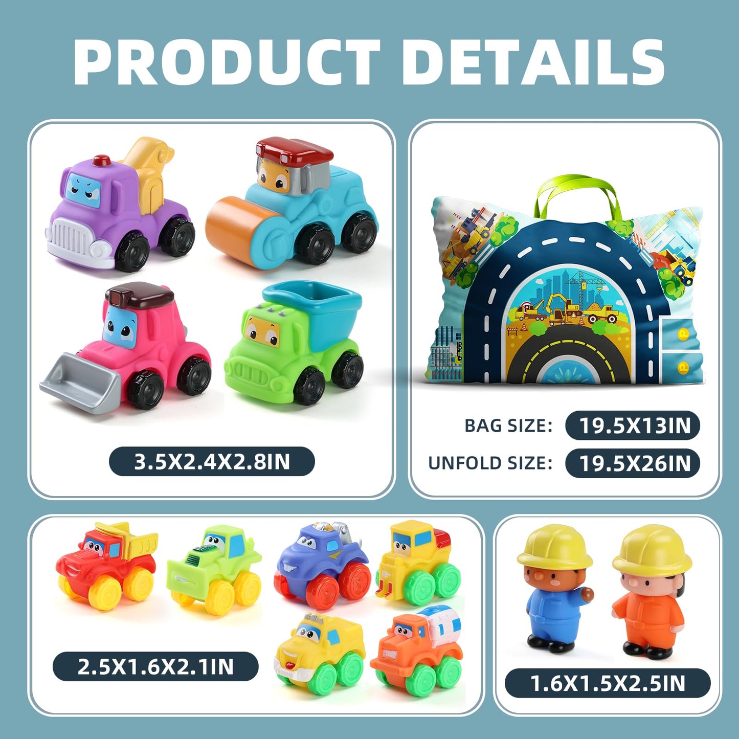 12 PCS Soft Rubber Car Toys