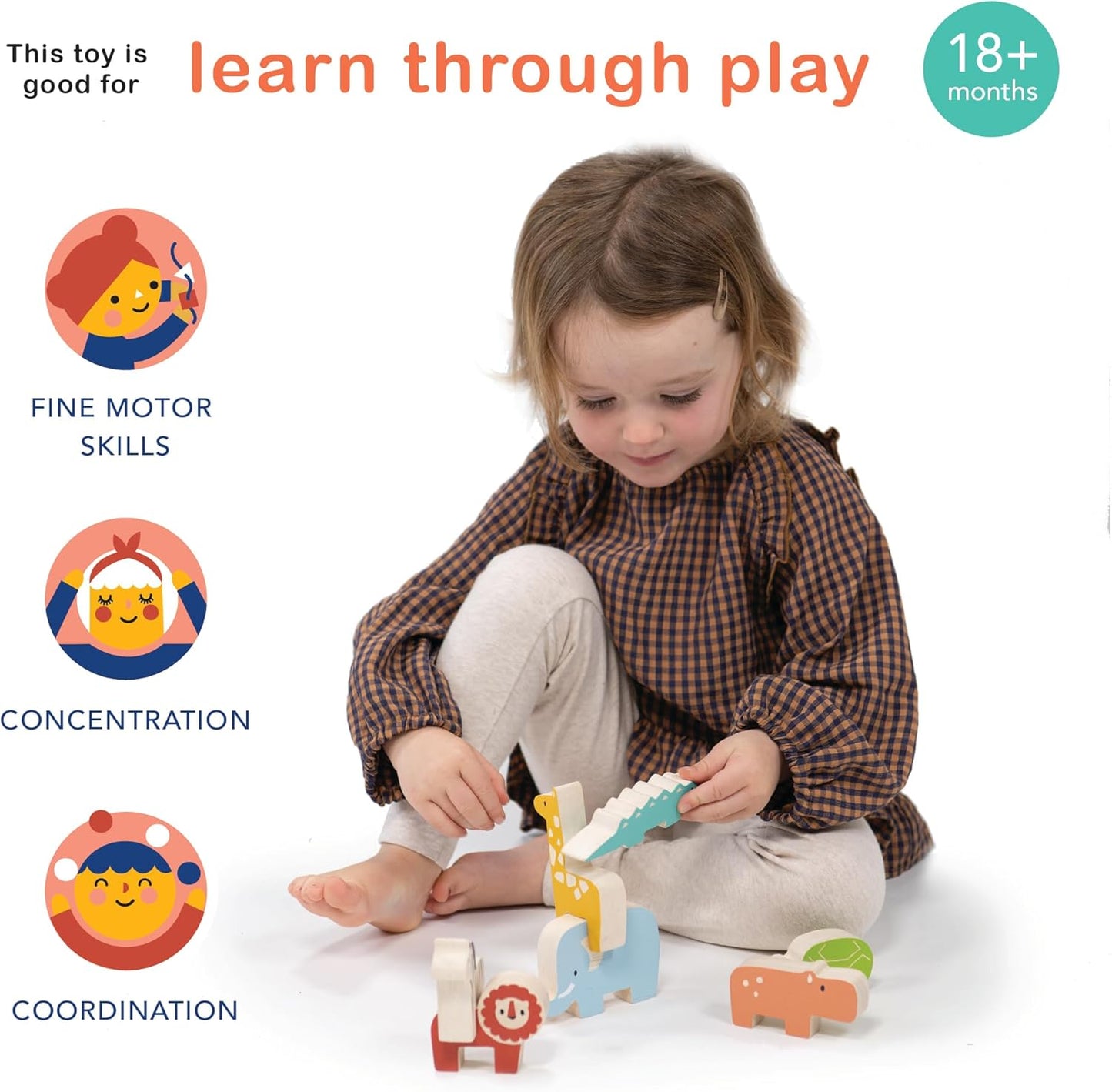 Happy Stacking Safari - 7pc Wooden Stacking Toy