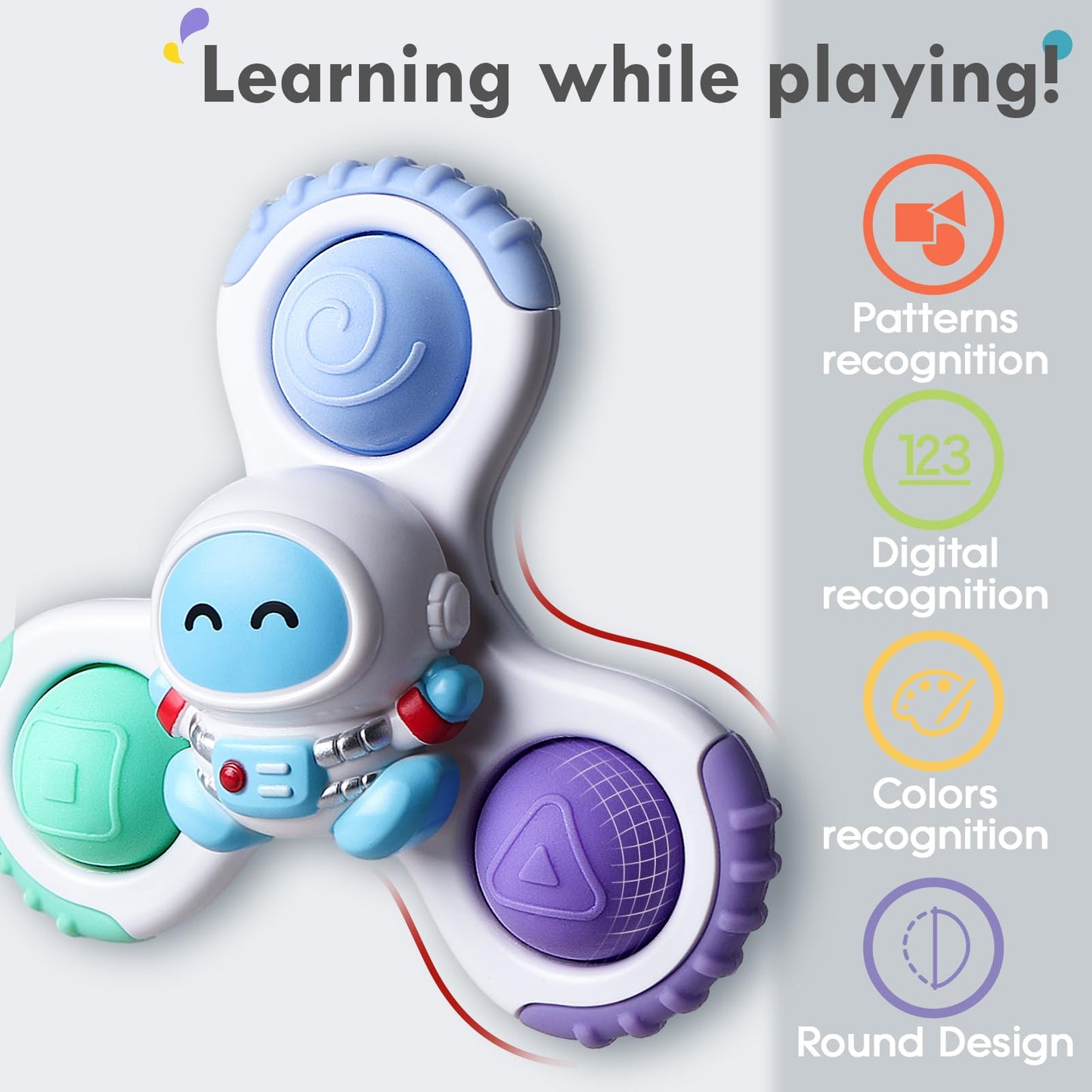 3PCS Pop Suction Cup Spinner Rotatory Toys
