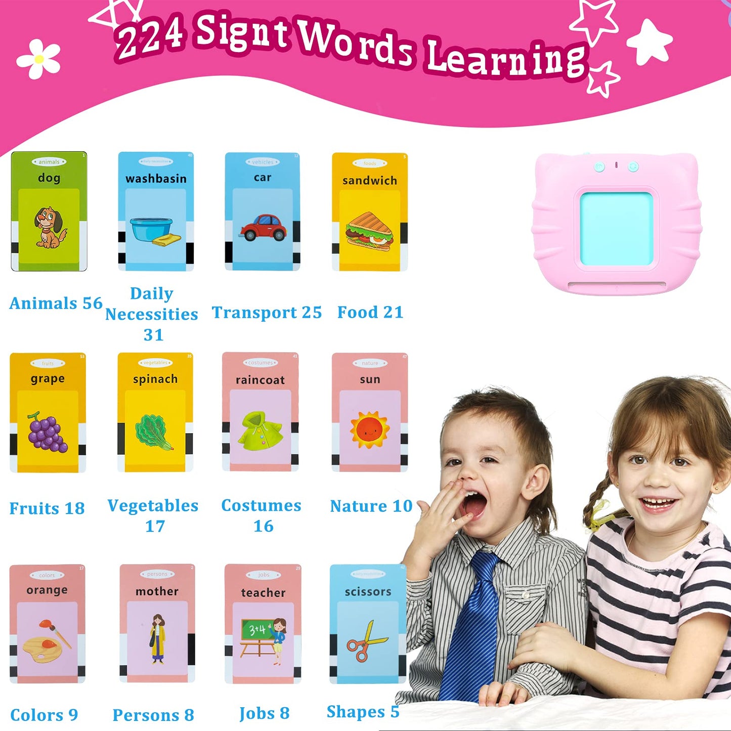 Toddler Toys Sight Words Talking Flash Cards for Ages 2 3 4 Boys and Girls, Autism Sensory Toy for Autistic Children, Learning Educational Montessori Speech Therapy Toys 224 Sight Words