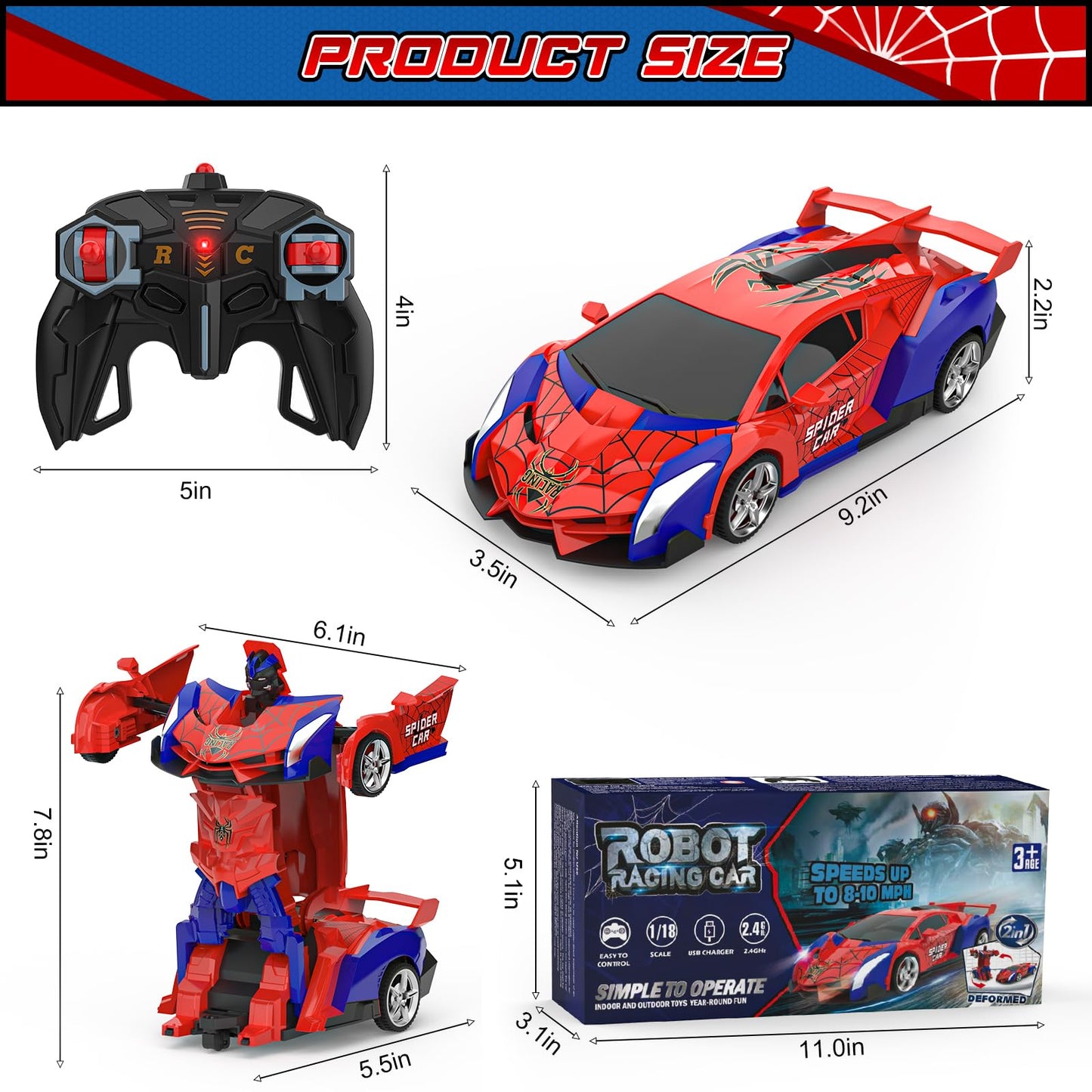 BLUEJAY Transform Rc Cars | Orange and White