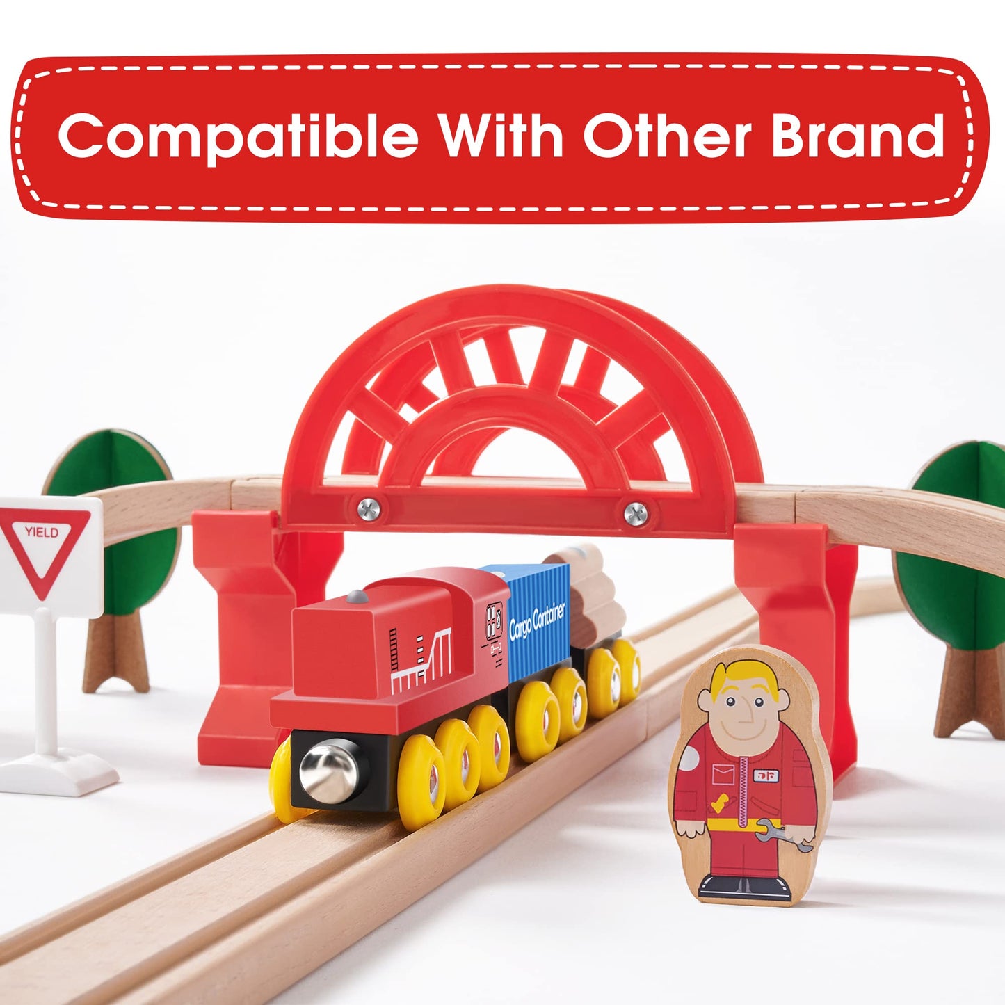 Tiny Land 110PCS Wooden Train Set