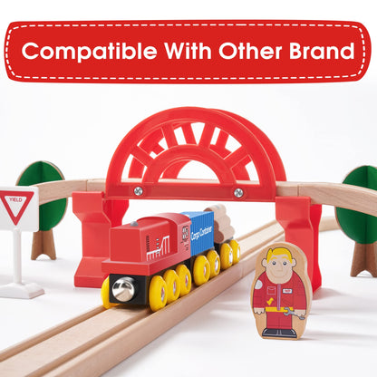 Tiny Land 110PCS Wooden Train Set