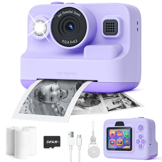Kids Camera Instant Print,1080P Kids Instant Cameras That Print Photos,Christmas Birthday Gifts for Girls Age 3-12,Portable Toy for 3 4 5 6 7 8 9 10 Year Old Girls Boys Pink