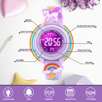 3D Cartoon Waterproof Watches for Girls