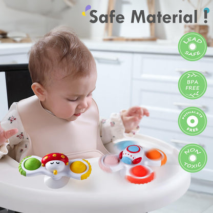 3PCS Pop Suction Cup Spinner Rotatory Toys