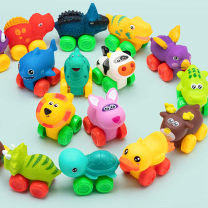 JOYIN Cartoon Cars, Soft Rubber Toy Car Set, Mini Vehicles, Bath Toy Car for Toddlers, Gift for Boys and Girls Easter Basket Stuffers, Summer Beach and Pool Activity, Party Favors for Kids
