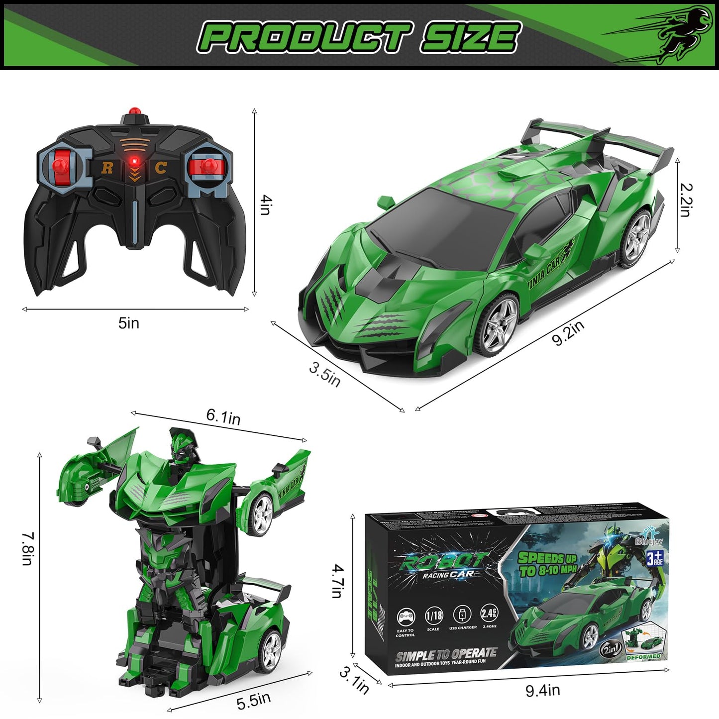 BLUEJAY Transform Rc Cars | Orange and White