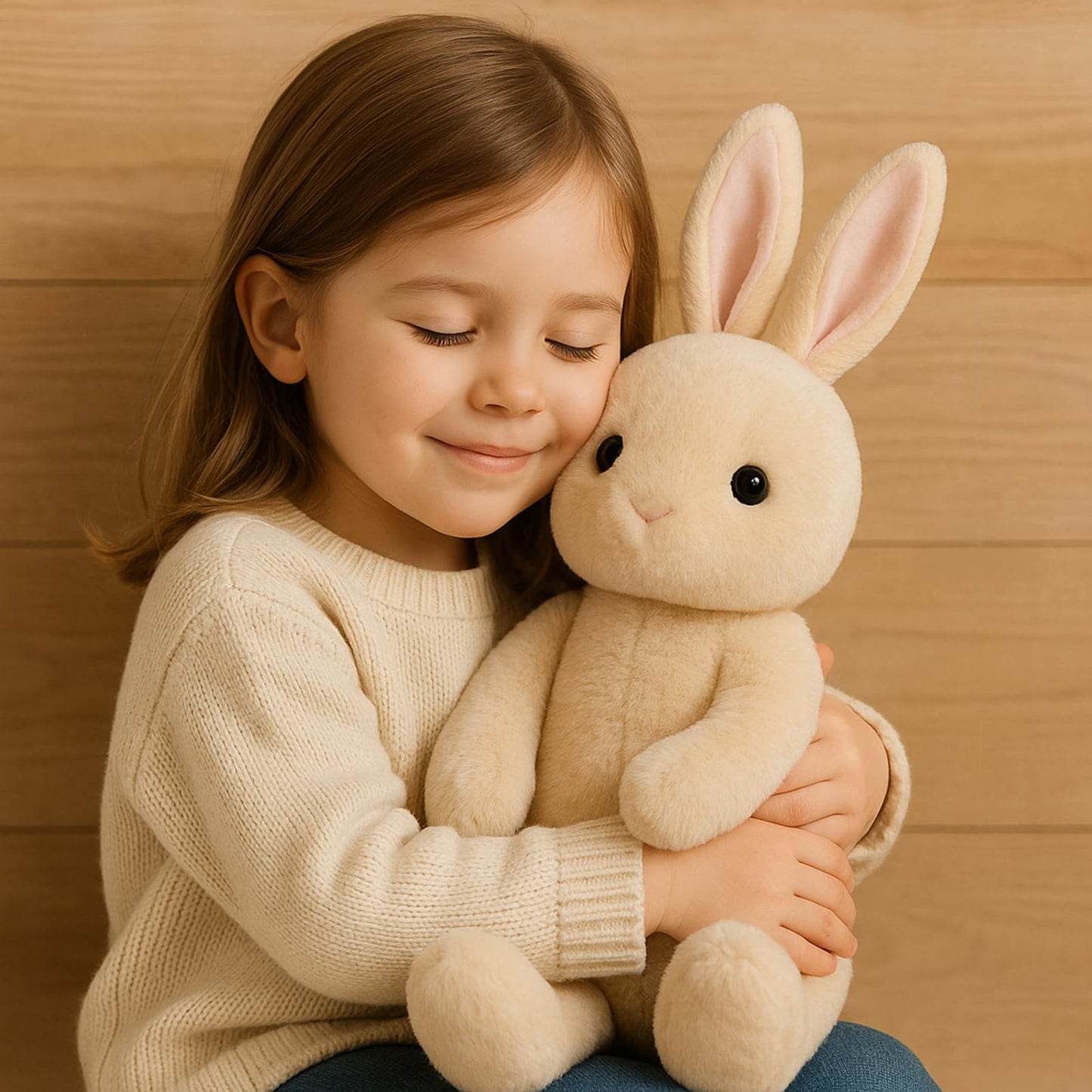 Beige Cream Bunny Rabbit Stuffed Animals Plush Toys for Kids Girls Boys Baby Birthday Bedtime Gift,17.7 inches