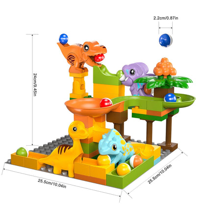Marble Runs for Kids 4-8,Marble Run for Kids Ages 3-5 with Dinosaur Building Blocks,Dinosaur Toys,STEM Building Toys with 4 Marble Track Compatible with Major Brands