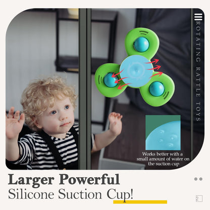 ALASOU 3PCS Suction Cup Spinner Toys for 1 Year Old Boy Girl|Spinning Top Baby Toys 12 18 Months|1 2 Year Old Boy Birthday Gift|Baby Bath Toy for Kids Ages 1-3|Sensory Toy for Toddlers 1-3