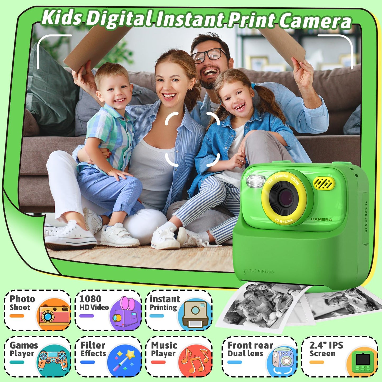 Upgrade Kids Camera Instant Print for Boys and Girls