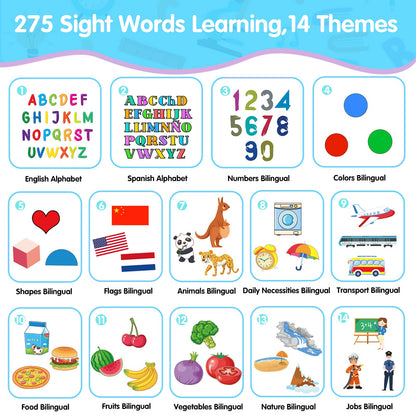 Toddler Toys Sight Words Talking Flash Cards for Ages 2 3 4 Boys and Girls, Autism Sensory Toy for Autistic Children, Learning Educational Montessori Speech Therapy Toys 224 Sight Words