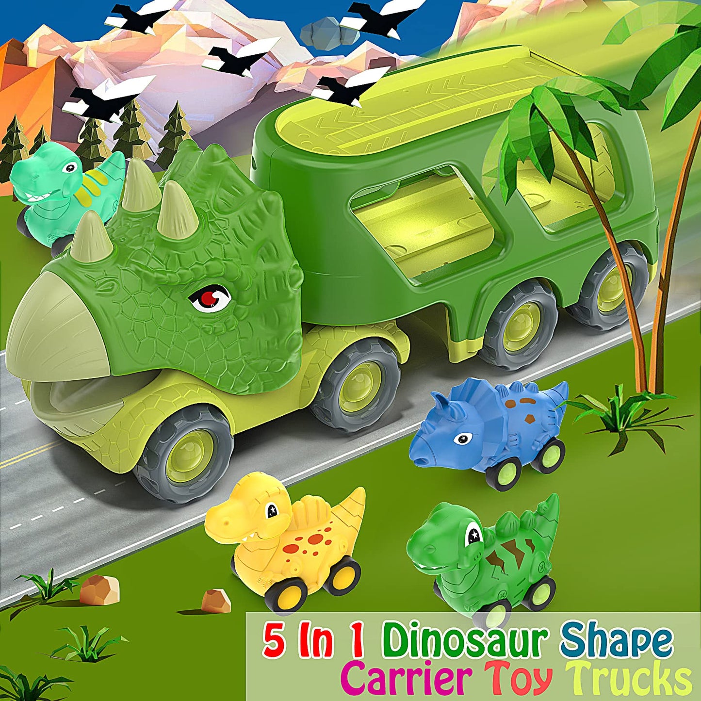 Dinosaur Friction Power Carrier Truck Toy