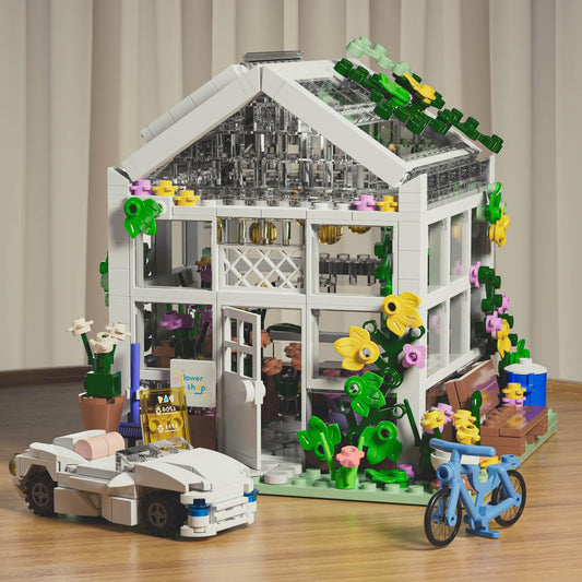 QLT White Flowers House Building Set