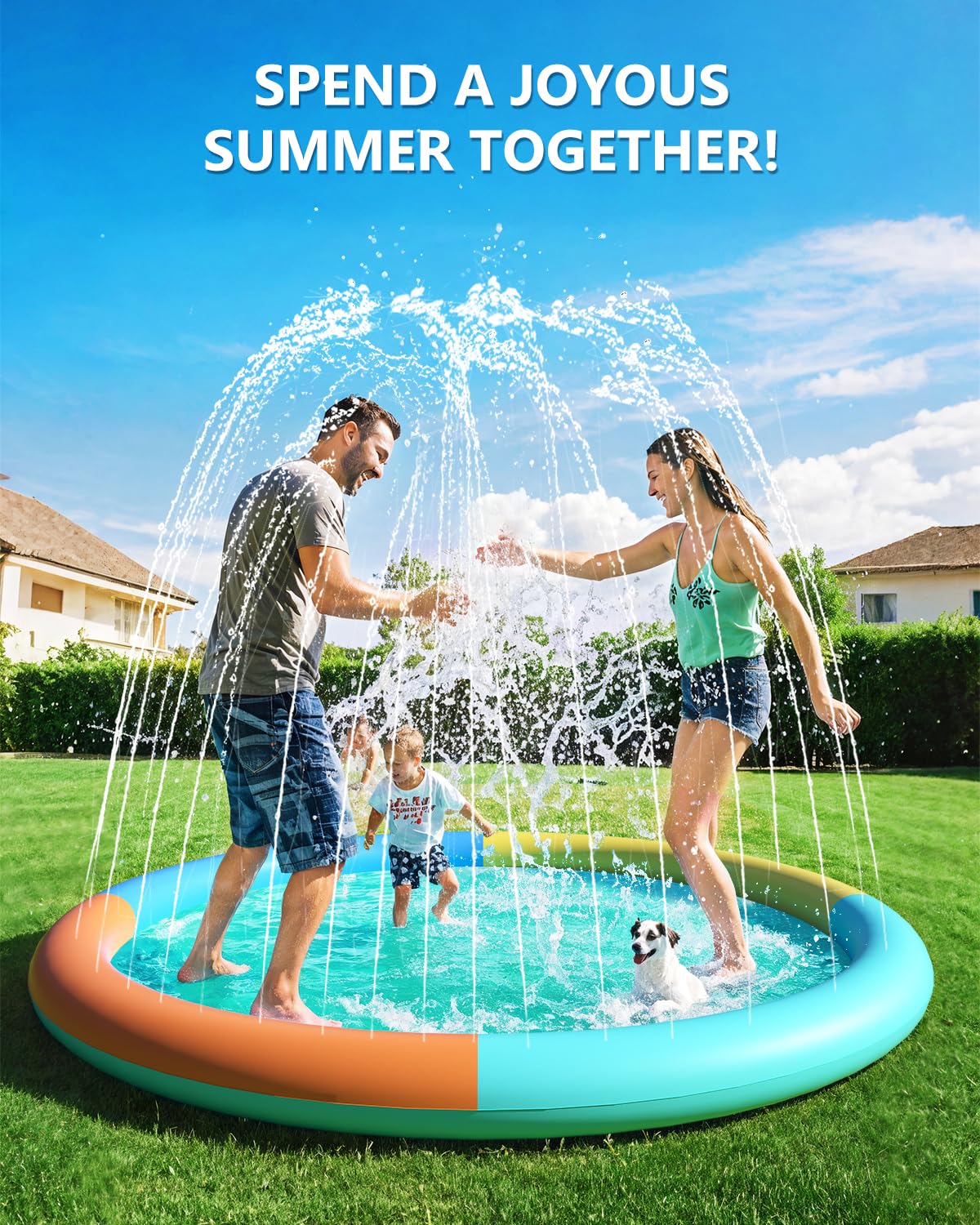 Non-Slip Splash Pad 67" Extra Large Sprinkler for Kids