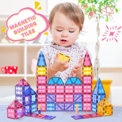 102PCS Ice Castle Magnetic Tiles, 3D Building Blocks STEM Educational Kids Toys for Pretend Play, 3 4 5 6 7 8 Year Old Birthday Gifts for Boys and Girls, Preschool Learning Toys for Birthday