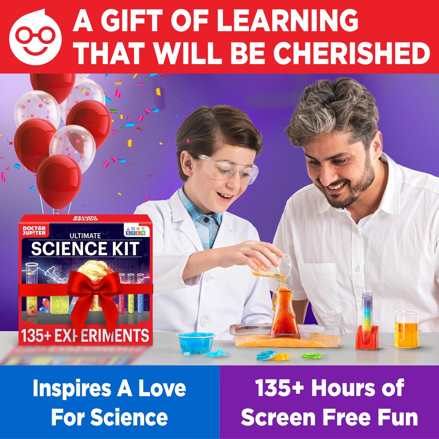 Doctor Jupiter My First Science Kit for Kids Ages 4-5-6-7-8| Birthday Gift Ideas for 4-8-12 Year Old Boys & Girls| Toy Stem Kit with 100+ Experiments| Learning & Educational, Summer Activities
