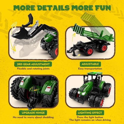 Remote Control Tractor Toy, Kids RC Tractor Set