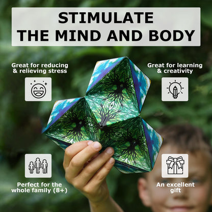 Shashibo Shape Shifting Box - STEM Magnetic Fidget Cube That Transforms Into Over 70 Shapes, Download Fun in Motion Toys Mobile App (Spaced Out)