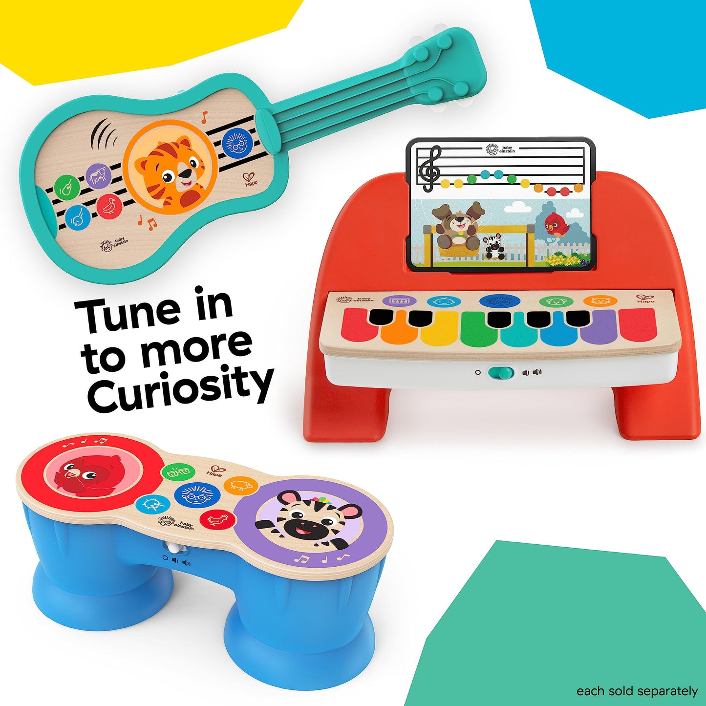 Baby Einstein and Hape Magic Touch Wooden Toy Piano, Montessori Musical Learning Toy for Babies and Toddlers 6mo+