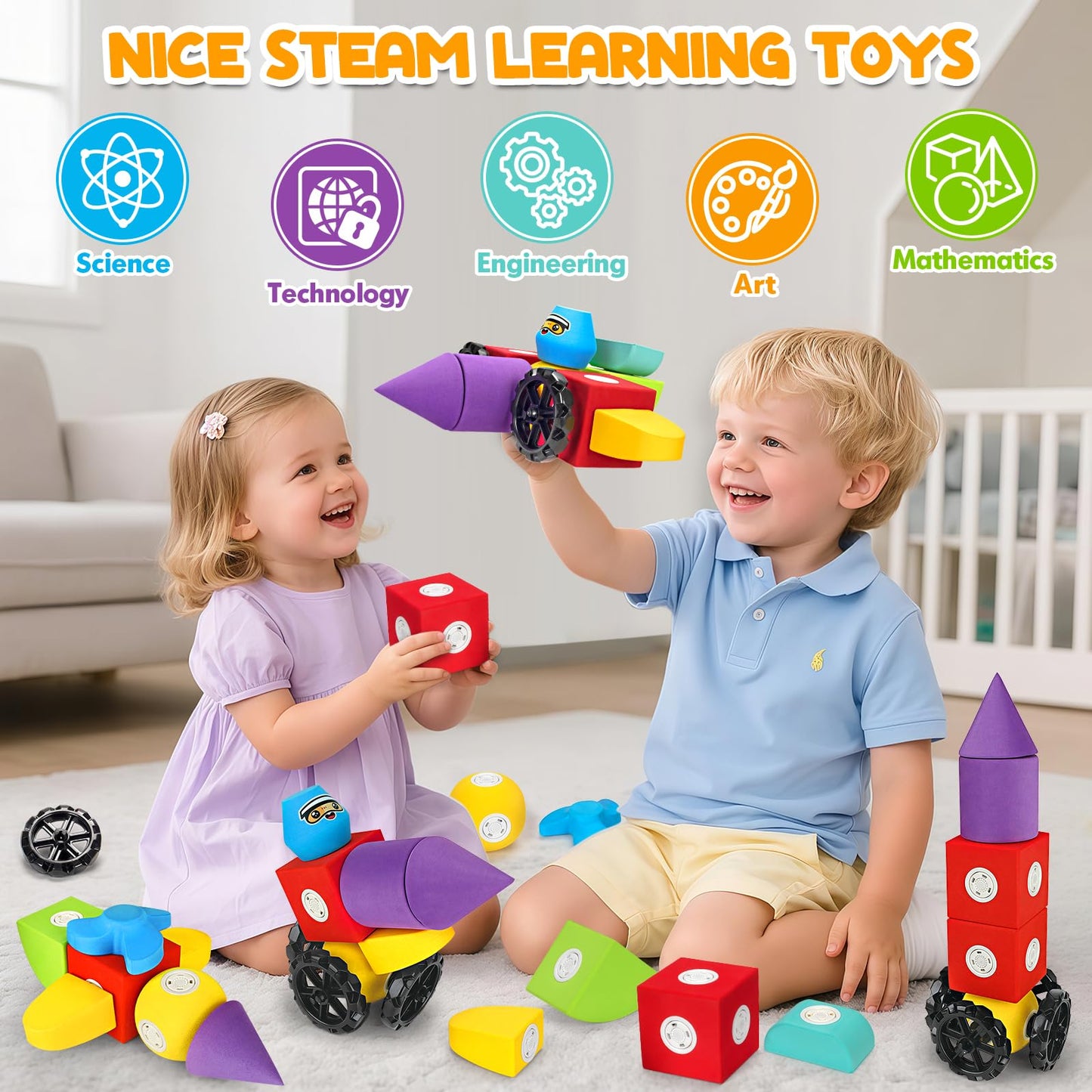 15 PCS Magnetic Foam Blocks for Kids