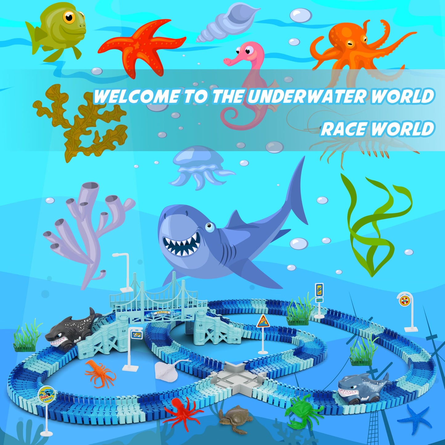 Dinosaur Toys, 252 PCS Create A Dinosaur World Road Race Tracks